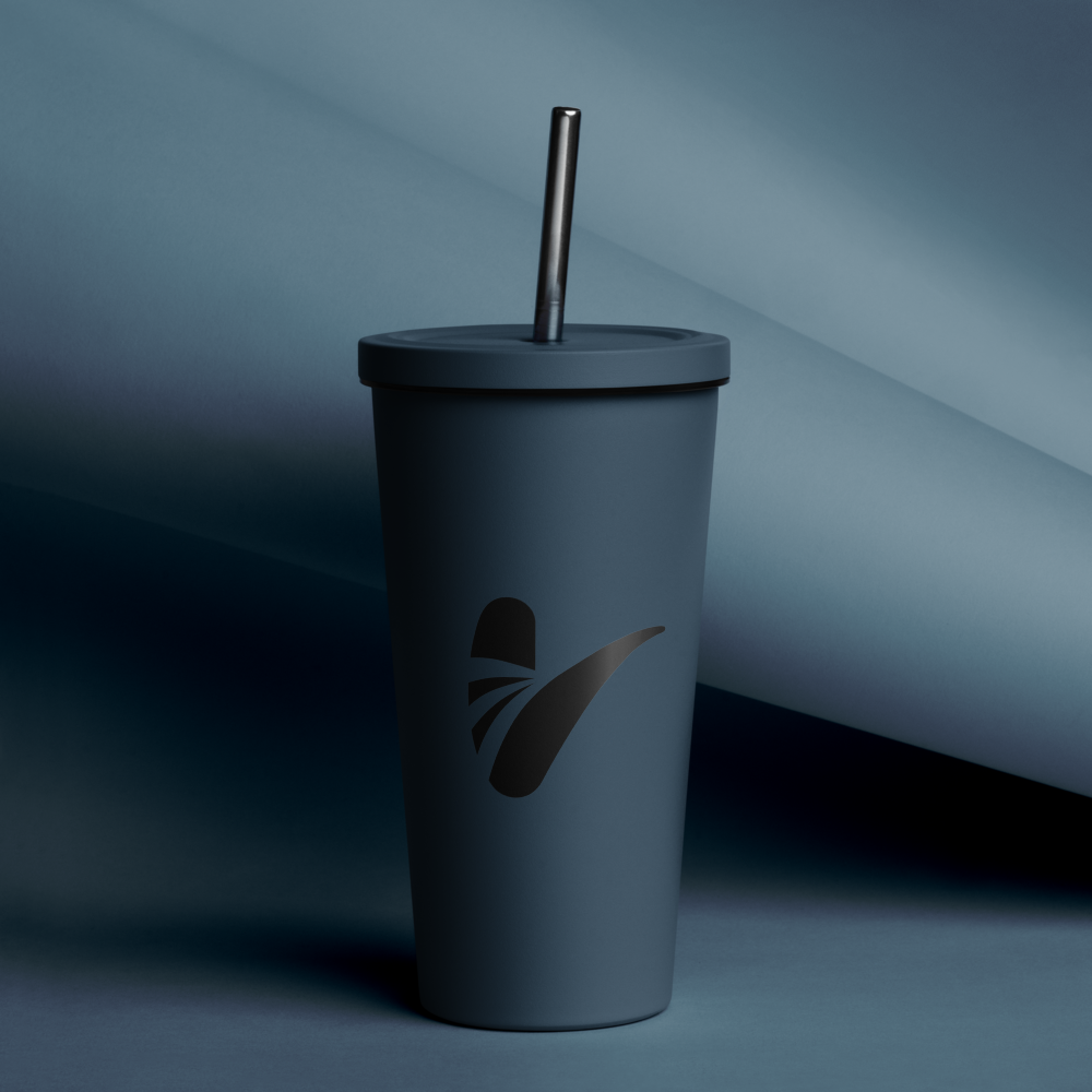 Insulated tumbler with a straw