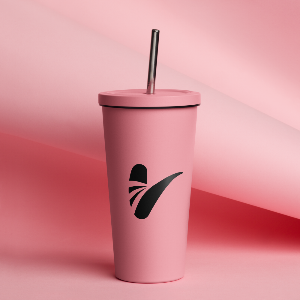 Insulated tumbler with a straw