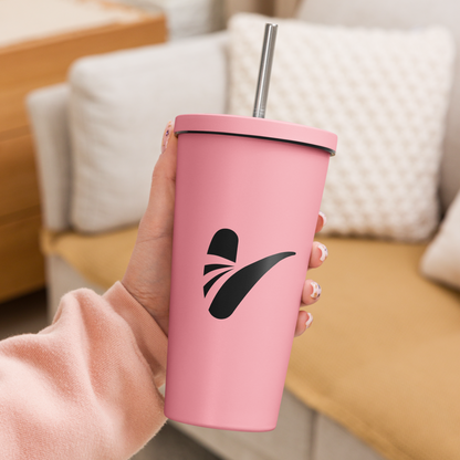 Insulated tumbler with a straw