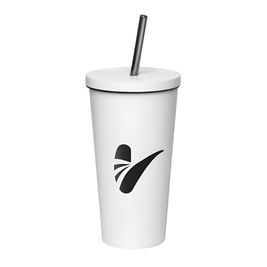 Insulated tumbler with a straw