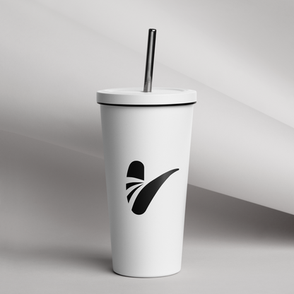 Insulated tumbler with a straw